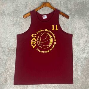 VTG 90s Cary Parks Recreation Basketball Tank Top Mens Large Maroon Eagle USA